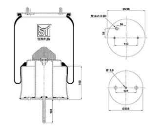 Баллон пневматической рессоры ST-TEMPLIN 04.060.6206.870