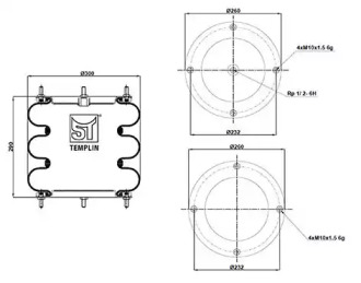 Баллон пневматической рессоры ST-TEMPLIN 04.060.6306.870