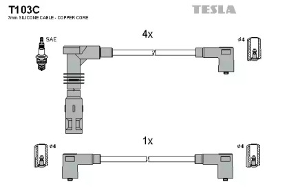 Комплект электропроводки TESLA T103C