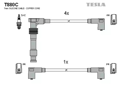 Комплект электропроводки TESLA T880C