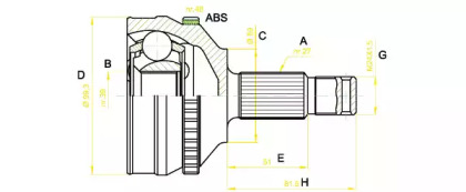 Шарнирный комплект OPEN PARTS CVJ5222.10