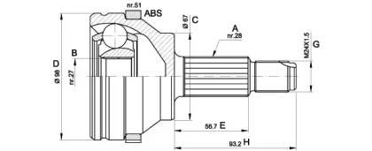 Шарнирный комплект OPEN PARTS CVJ5358.10