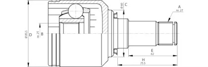 Шарнирный комплект OPEN PARTS CVJ5702.20