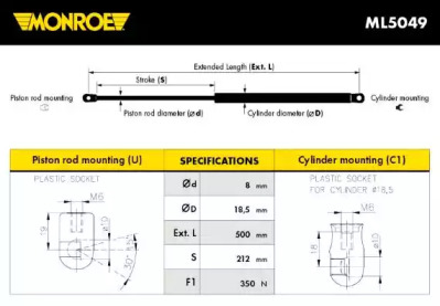 Газовая пружина MONROE ML5049