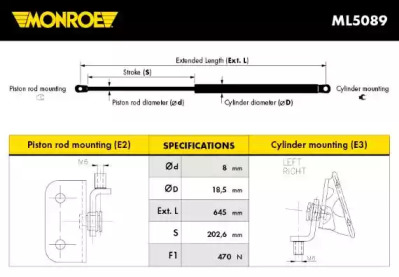 Газовая пружина MONROE ML5089