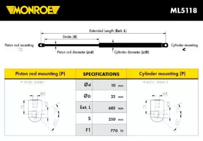 Газовая пружина MONROE ML5118