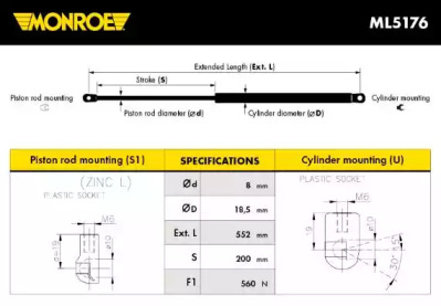 Газовая пружина MONROE ML5176