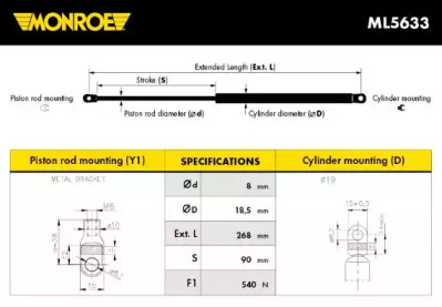 Газовая пружина MONROE ML5633