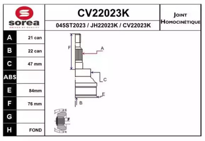 Шарнирный комплект EAI CV22023K