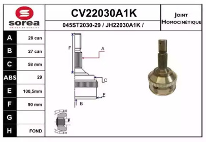 Шарнирный комплект EAI CV22030A1K