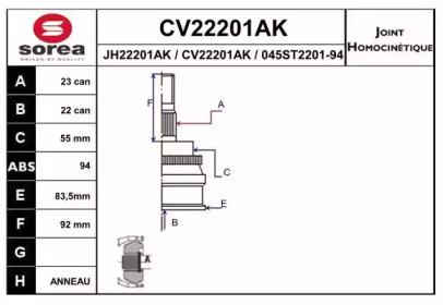 Шарнирный комплект EAI CV22201AK