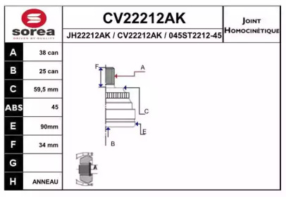 Шарнирный комплект EAI CV22212AK