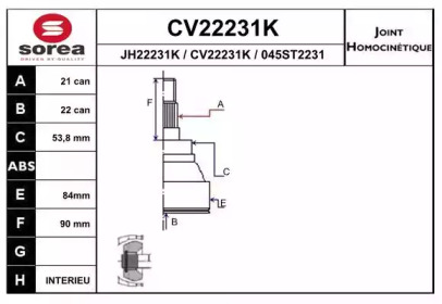 Шарнирный комплект EAI CV22231K