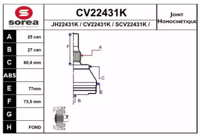 Шарнирный комплект EAI CV22431K