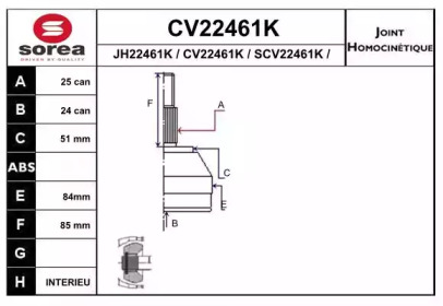 Шарнирный комплект EAI CV22461K