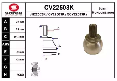 Шарнирный комплект EAI CV22503K