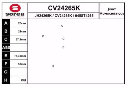 Шарнирный комплект EAI CV24265K