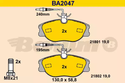 Комплект тормозных колодок BARUM BA2047