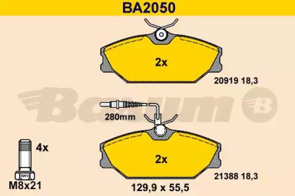 Комплект тормозных колодок BARUM BA2050