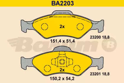 Комплект тормозных колодок BARUM BA2203