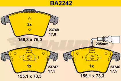 Комплект тормозных колодок BARUM BA2242