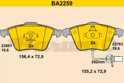 Комплект тормозных колодок BARUM BA2259