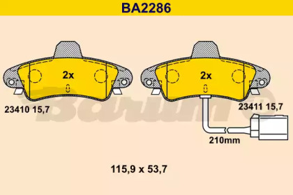 Комплект тормозных колодок BARUM BA2286