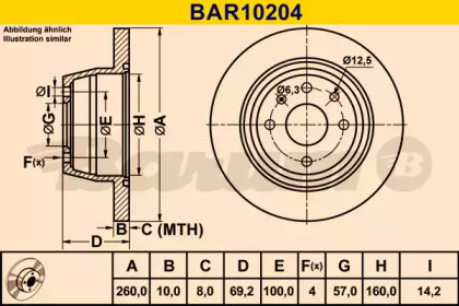 Тормозной диск BARUM BAR10204