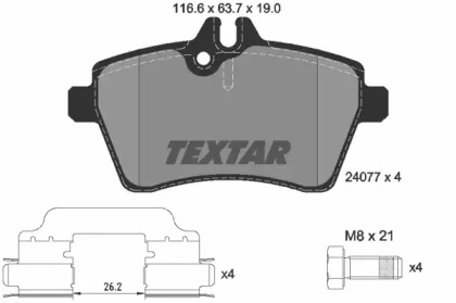 Комплект тормозов TEXTAR 89017500