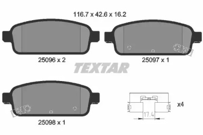 Комплект тормозных колодок TEXTAR 2509601