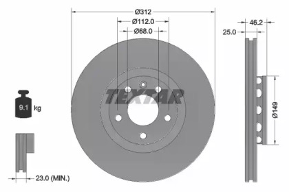 Тормозной диск TEXTAR 92106103