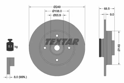 Тормозной диск TEXTAR 92133303