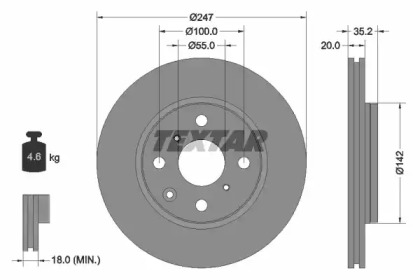 Тормозной диск TEXTAR 92141900