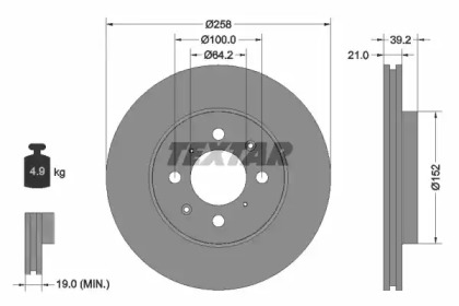 Тормозной диск TEXTAR 92165900