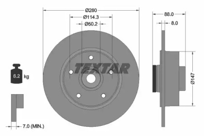 Тормозной диск TEXTAR 92196000