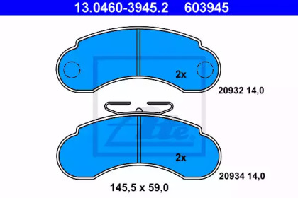 Комплект тормозных колодок ATE 13.0460-3945.2