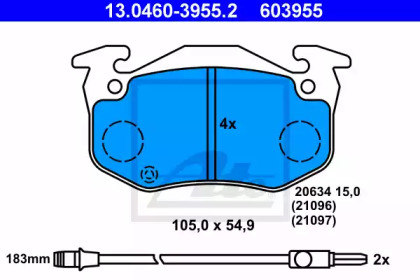Комплект тормозных колодок ATE 13.0460-3955.2