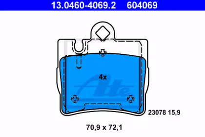 Комплект тормозных колодок ATE 13.0460-4069.2