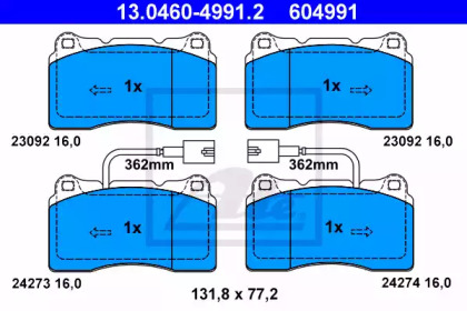 Комплект тормозных колодок ATE 13.0460-4991.2