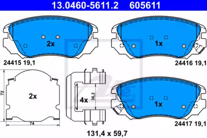 Комплект тормозных колодок ATE 13.0460-5611.2