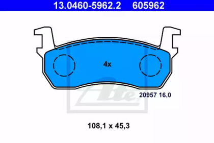 Комплект тормозных колодок ATE 13.0460-5962.2