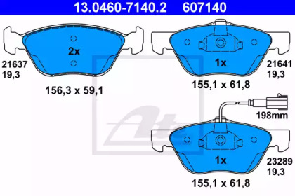 Комплект тормозных колодок ATE 13.0460-7140.2