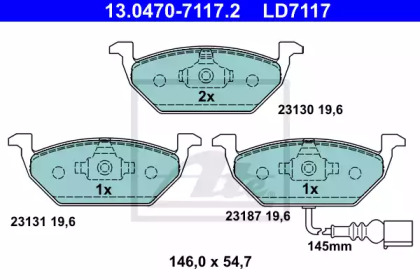 Комплект тормозных колодок ATE 13.0470-7117.2