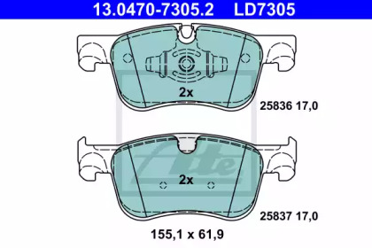 Комплект тормозных колодок ATE 13.0470-7305.2
