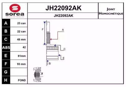 Шарнирный комплект SNRA JH22092AK