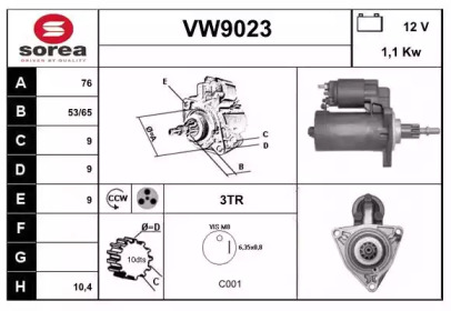 Стартер SNRA VW9023