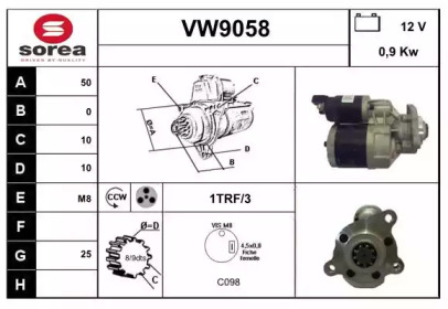 Стартер SNRA VW9058