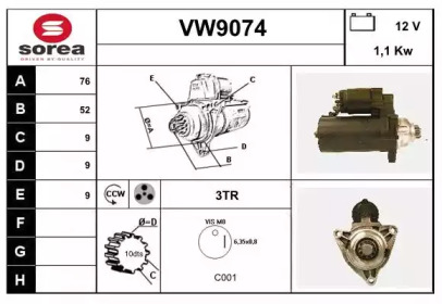 Стартер SNRA VW9074