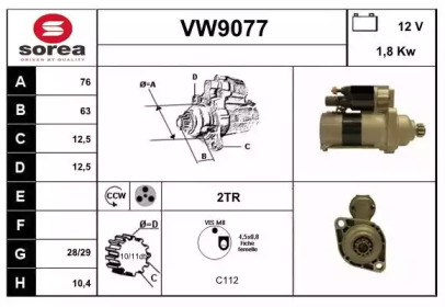 Стартер SNRA VW9077