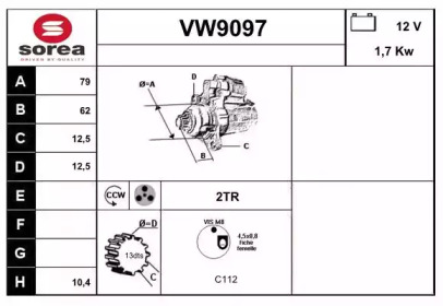 Стартер SNRA VW9097